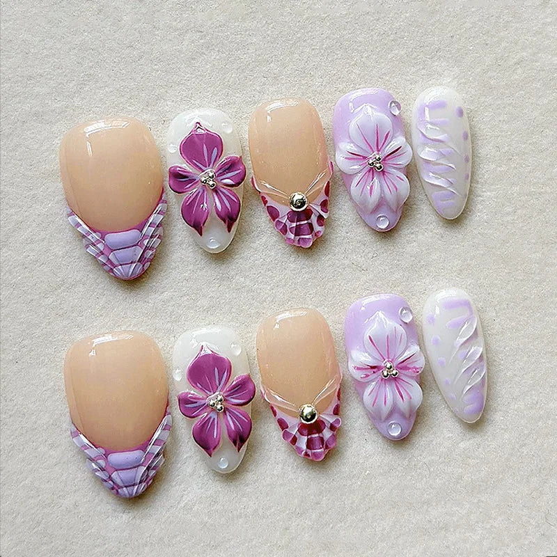Press on Nails Strawberry Bow Design Nails