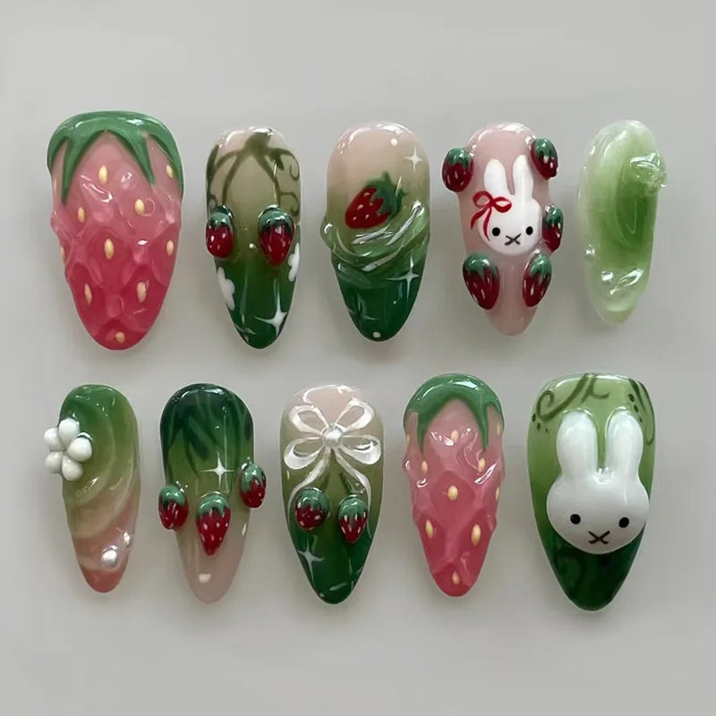 24Pcs 3D Fake Nails Press on