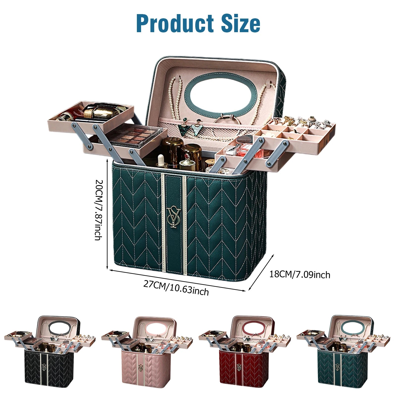 Large Cosmetic Organizer with Mirror