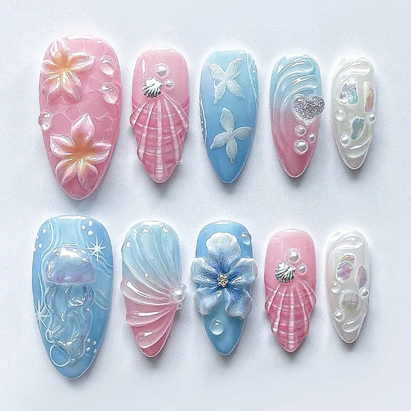 Press on Nails Strawberry Bow Design Nails