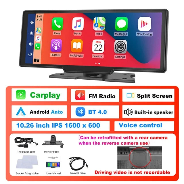 Dash Cam 4K Rearview Wireless GPS with Voice Control