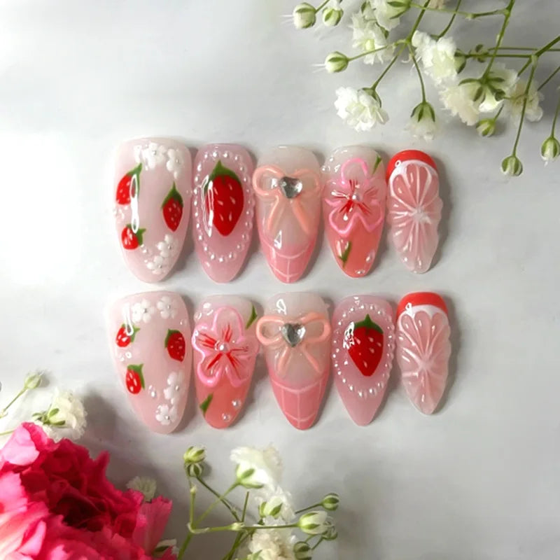 24Pcs 3D Fake Nails Press on