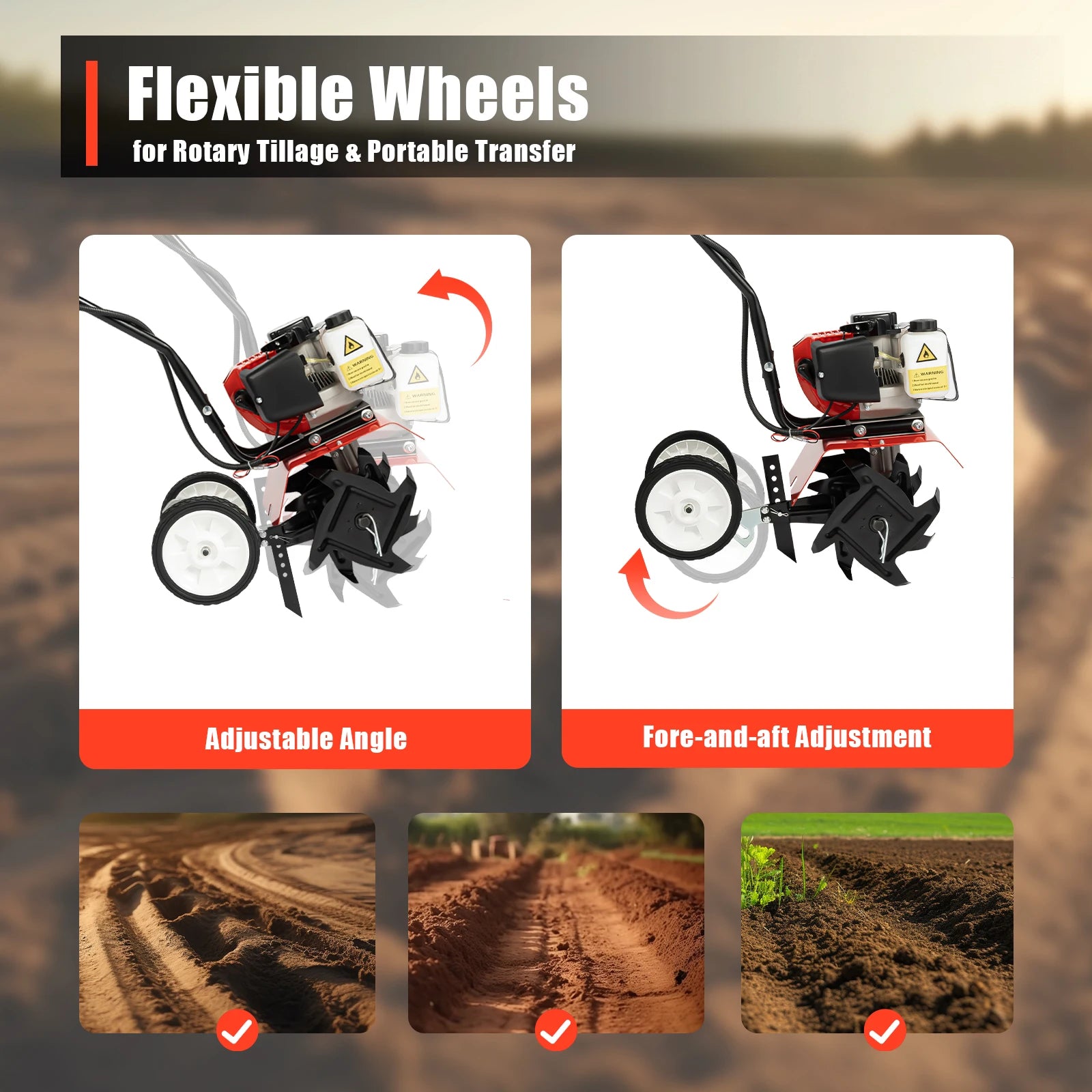 52CC 1700W Garden Gasoline Tiller Cultivator