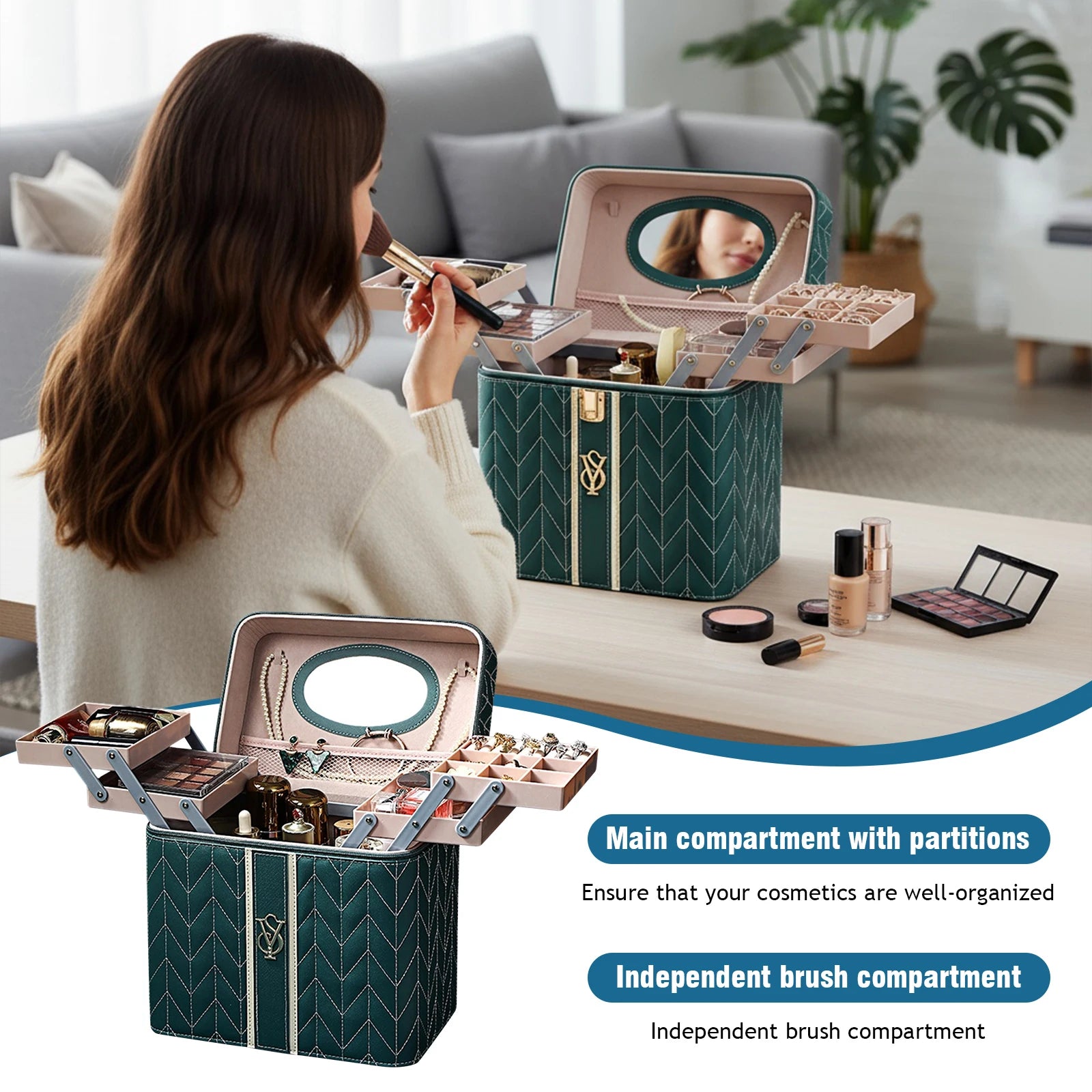 Large Cosmetic Organizer with Mirror