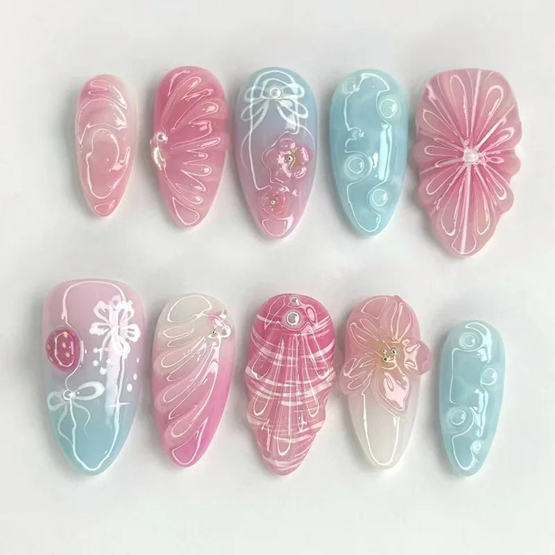24Pcs 3D Fake Nails Press on