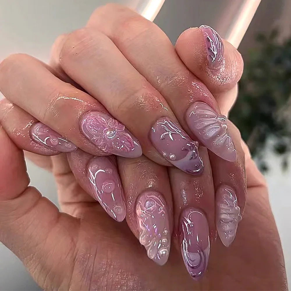 24Pcs 3D Fake Nails Press on
