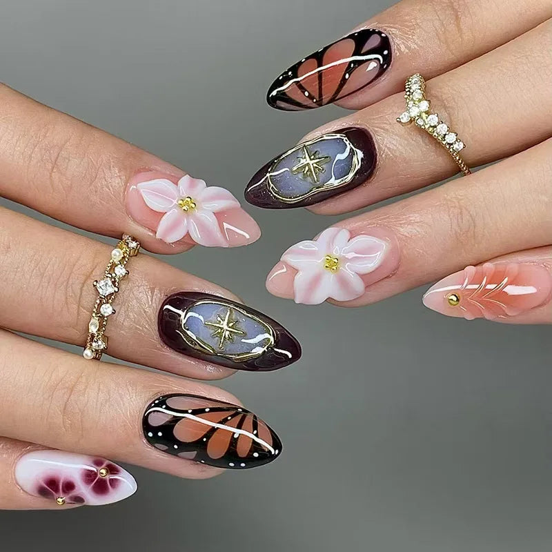 Press on Nails Strawberry Bow Design Nails