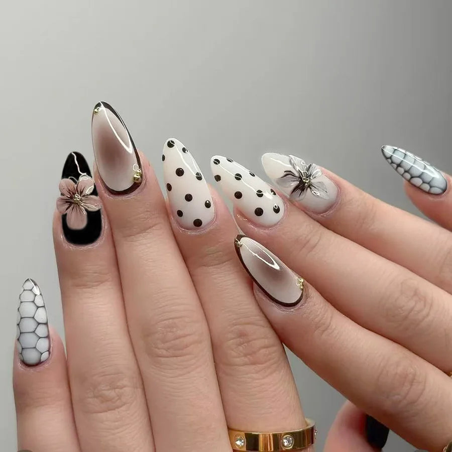 Press on Nails Strawberry Bow Design Nails