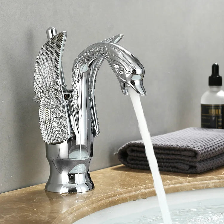 Swan Shape Single Handle Sink Hot Cold Water Mixer Tap