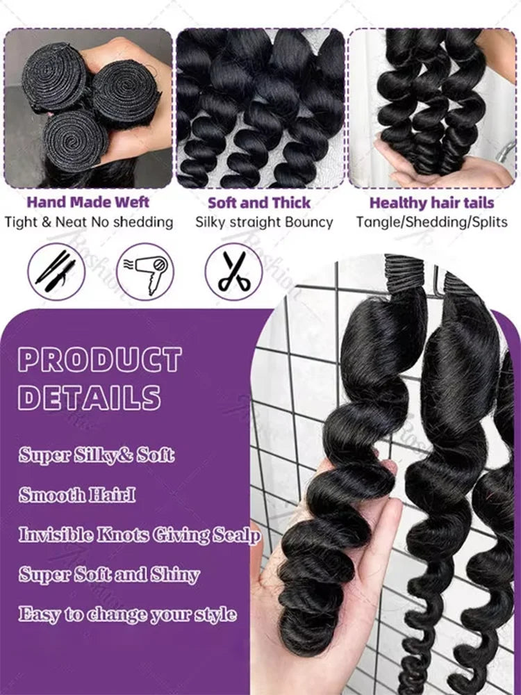 30 32 Inch Loose Wave Raw Virgin Human Hair