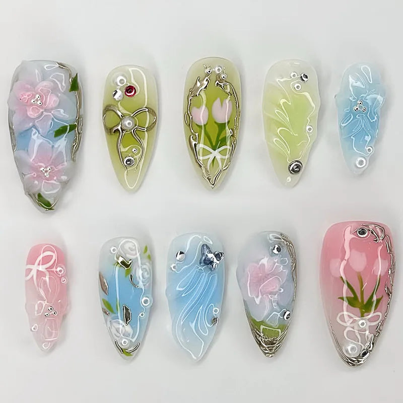 24Pcs 3D Fake Nails Press on
