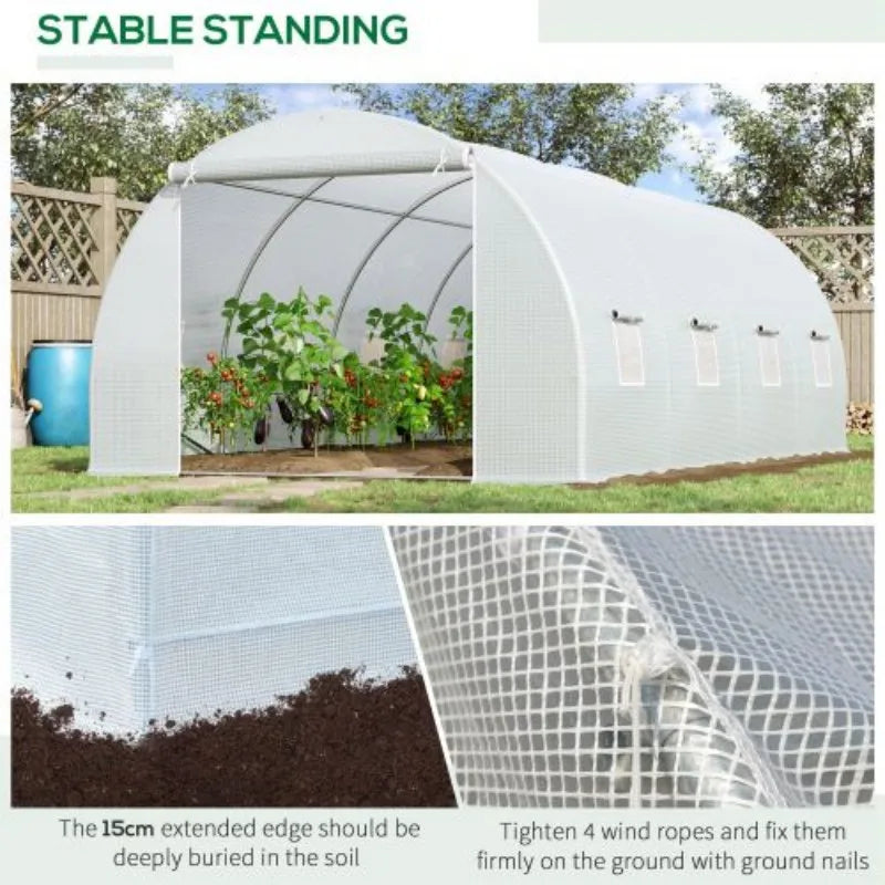 Outsunny Polytunnel Greenhouse, Door and 8 Windows