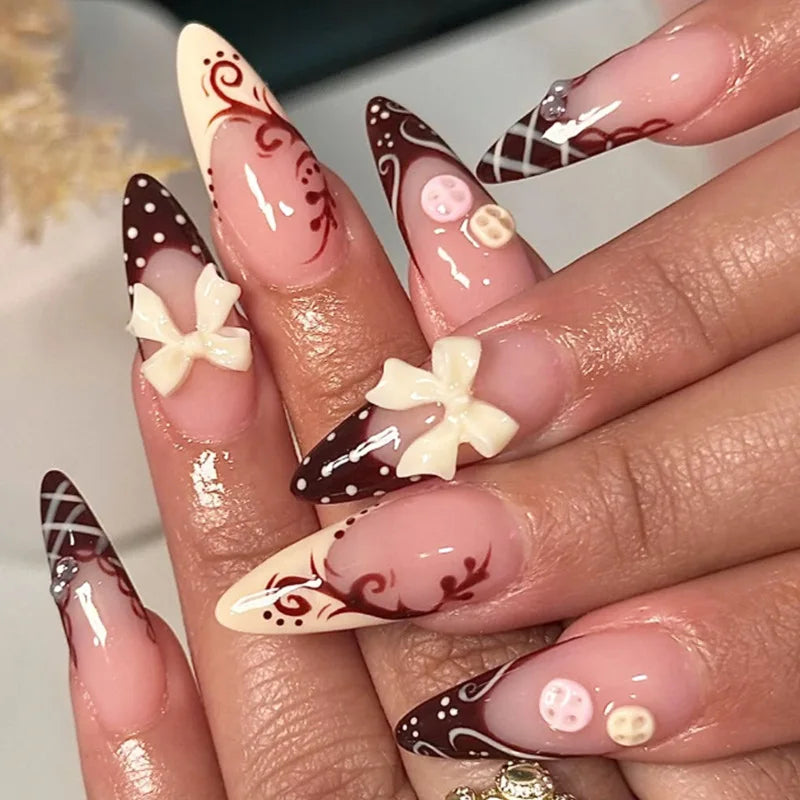 24Pcs 3D Fake Nails Press on