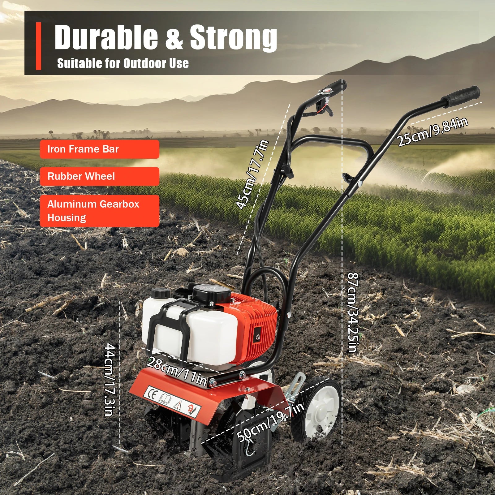 52CC 1700W Garden Gasoline Tiller Cultivator