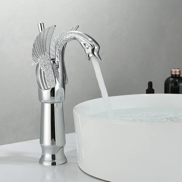 Swan Shape Single Handle Sink Hot Cold Water Mixer Tap