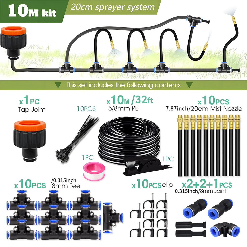 30M-5M Bending Universal Sprayer Kit 8mm Hose System Irrigation