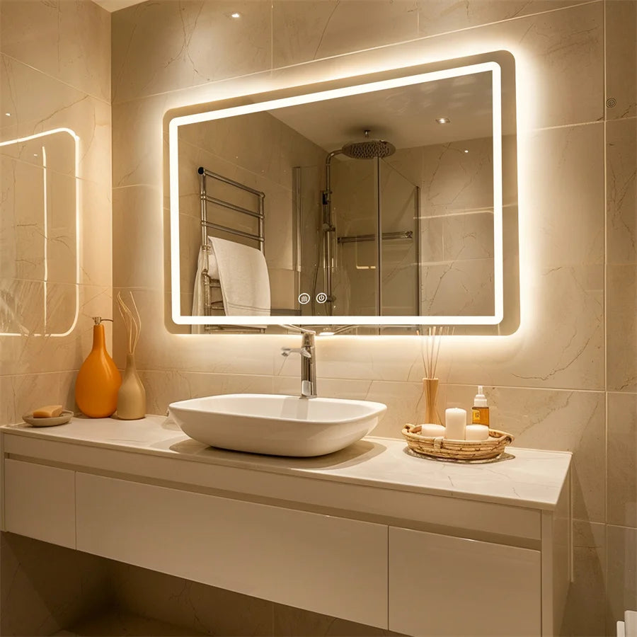 Hardwired Bathroom Mirror with LED Lights