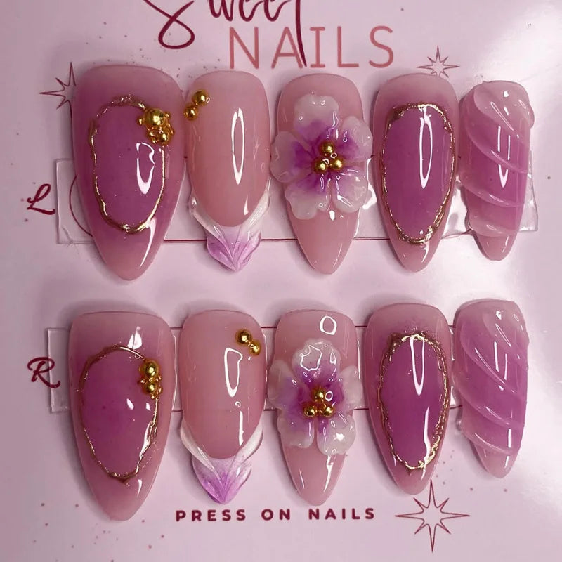 24Pcs 3D Fake Nails Press on