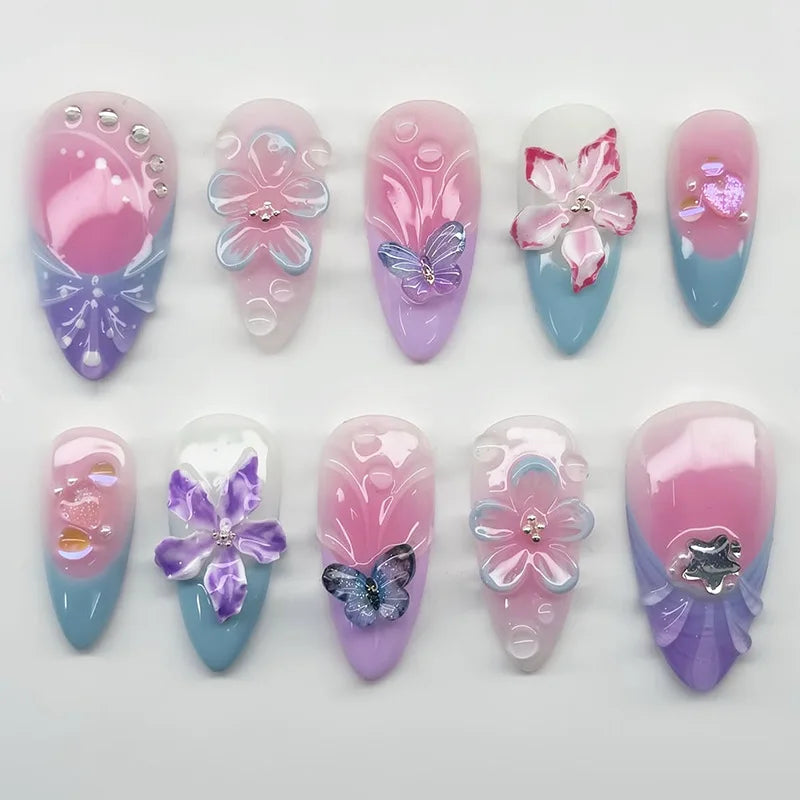 24Pcs 3D Fake Nails Press on