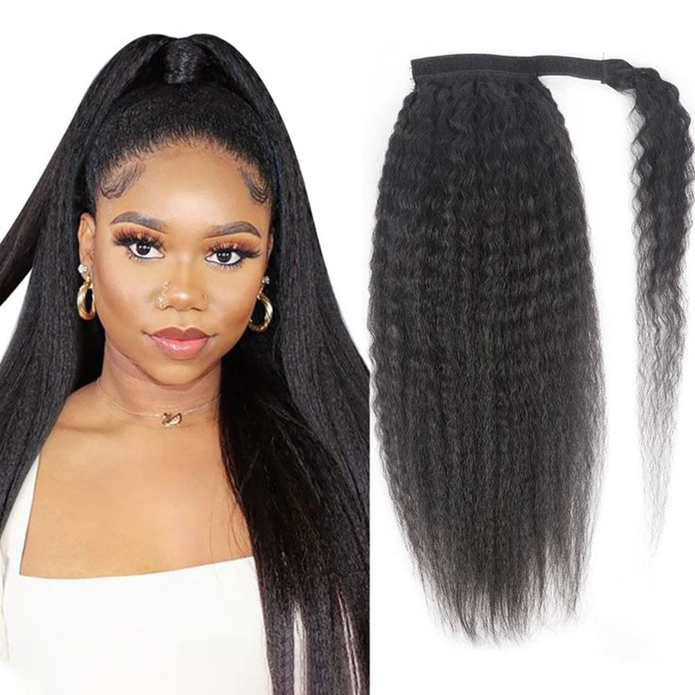 Deep Curly Human Hair Ponytail Extensions