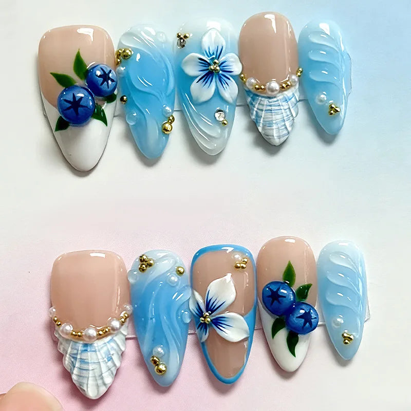 Press on Nails Strawberry Bow Design Nails