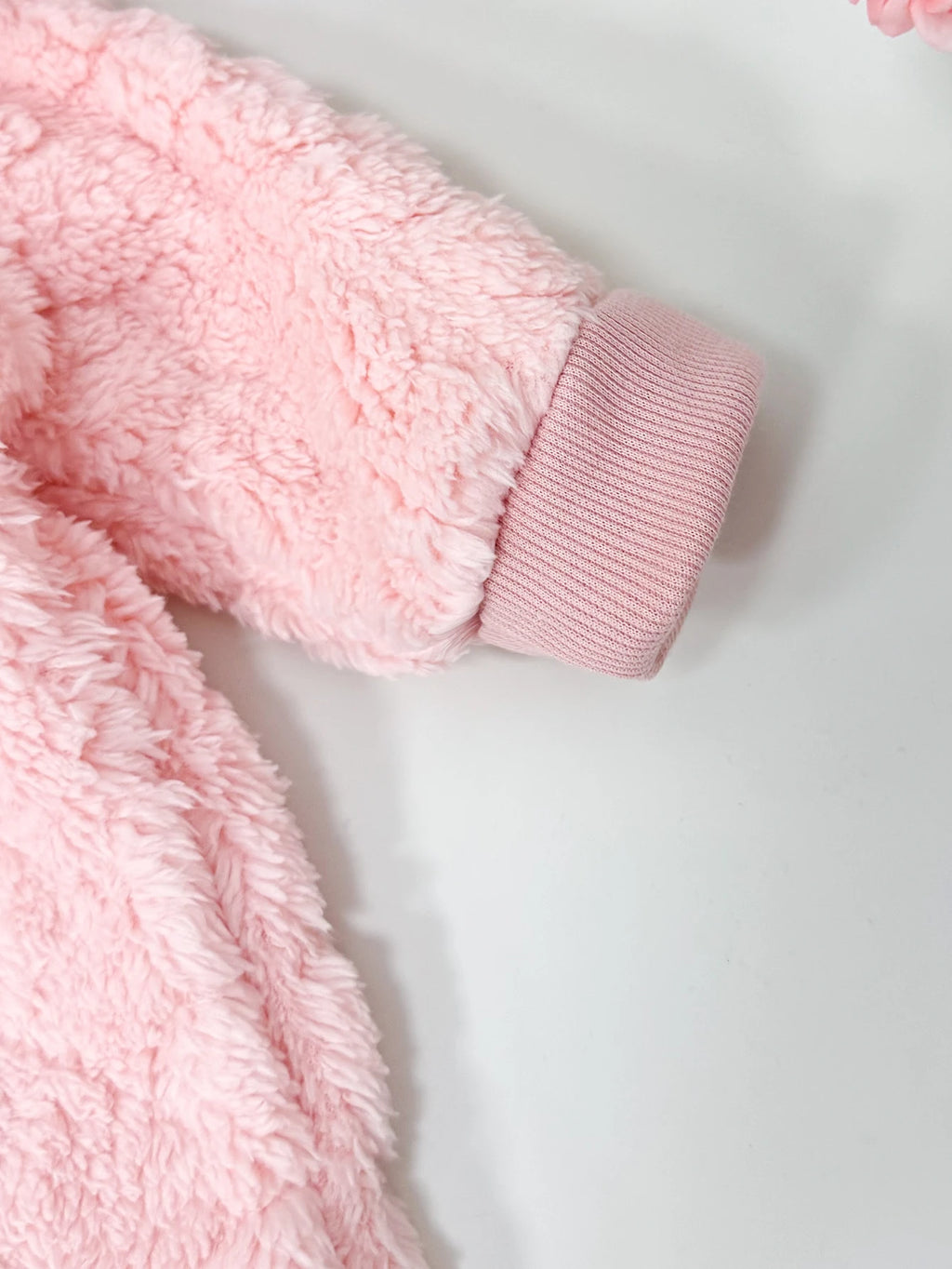 Pink Fluffy Baby Romper Winter Outfit