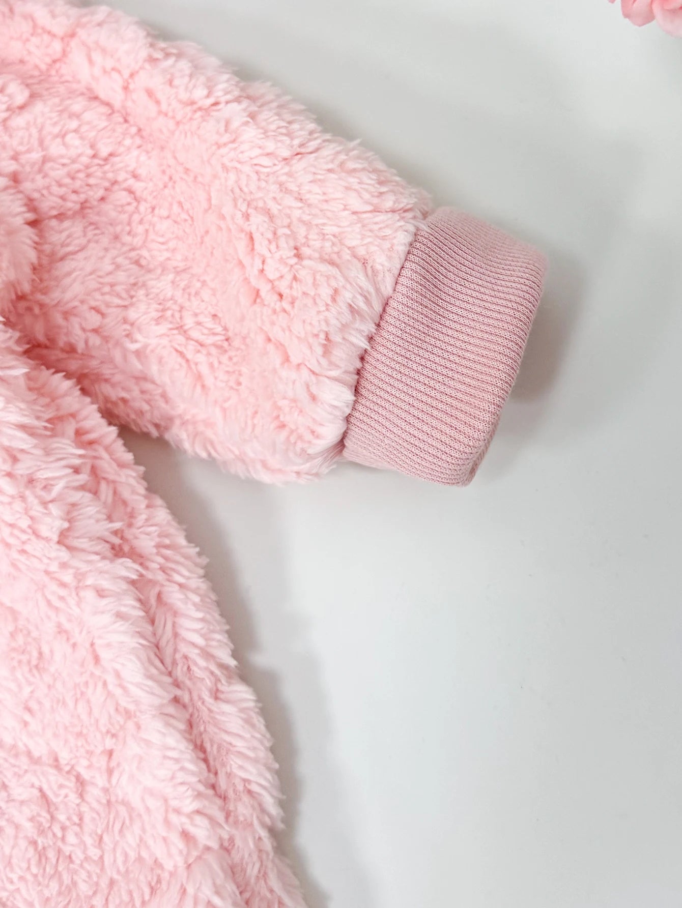 Pink Fluffy Baby Romper Winter Outfit