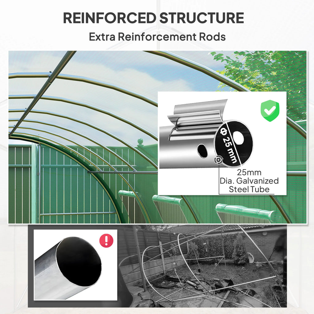Outsunny Walk-in Polytunnel Greenhouse, 6 x 3(m), Green