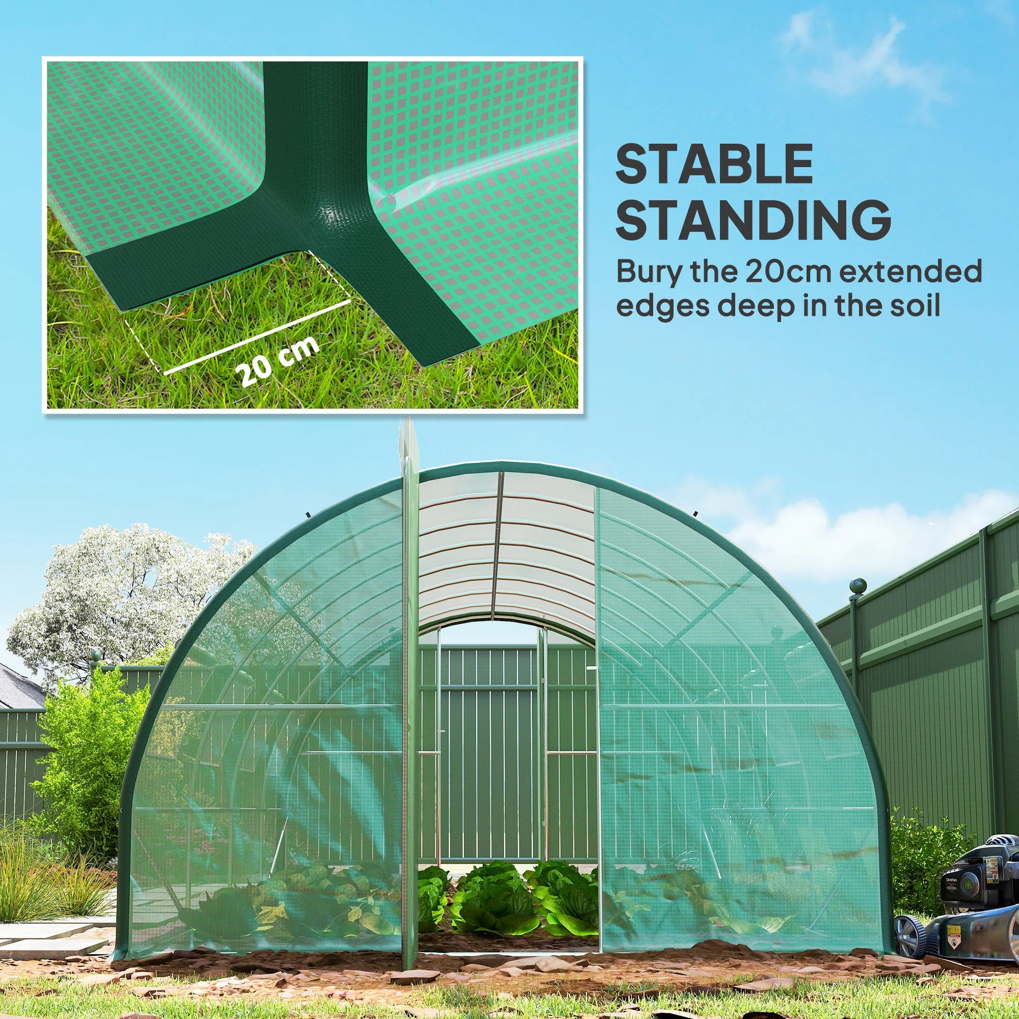 Outsunny Walk-in Polytunnel Greenhouse, 6 x 3(m), Green