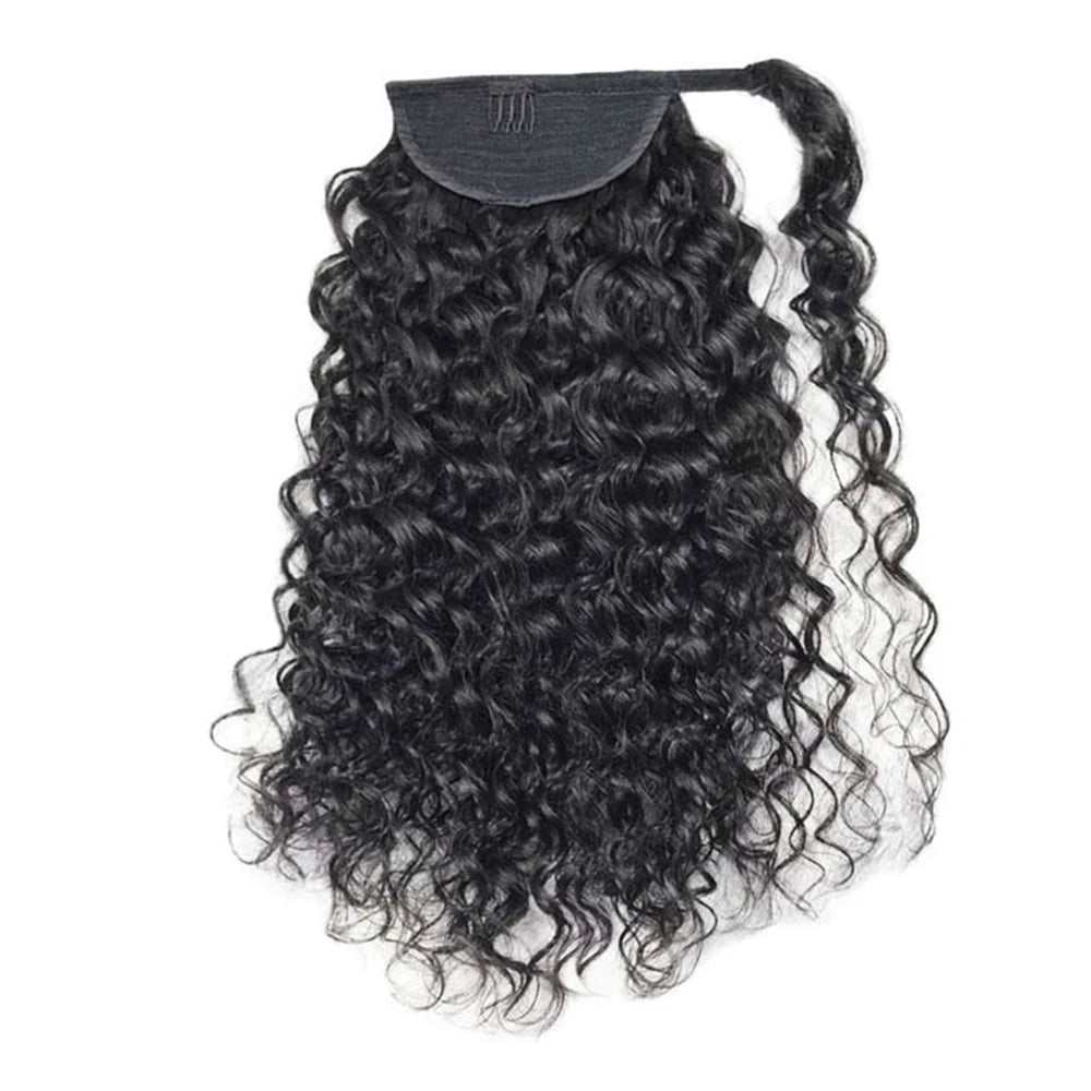 Deep Curly Human Hair Ponytail Extensions
