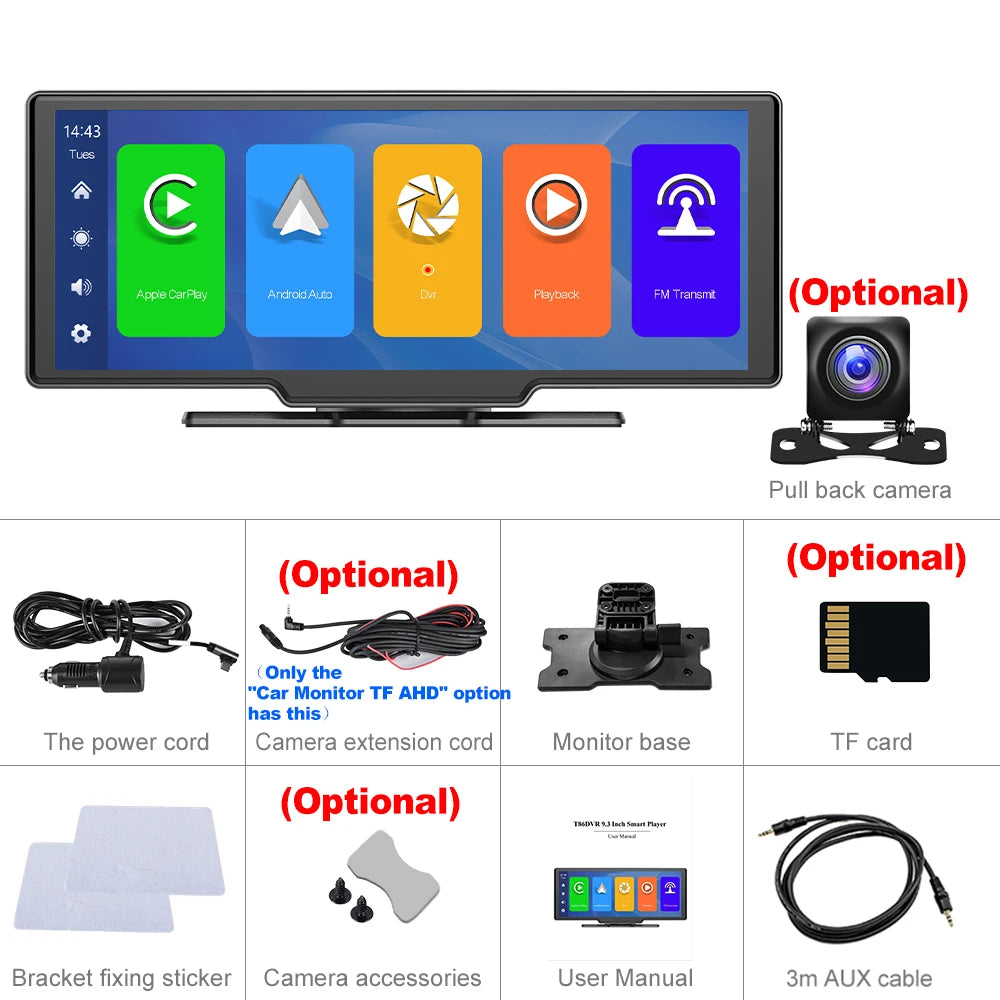 Dash Cam 4K Rearview Wireless GPS with Voice Control