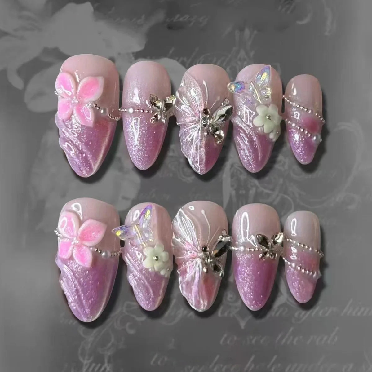 24Pcs 3D Fake Nails Press on