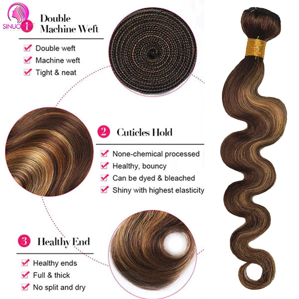 30 32 Inch Highlight Body Wave Human Hair Bundle P4/27