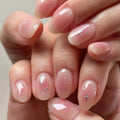 24pcs Pink Almond Press on Nails Flower Pattern