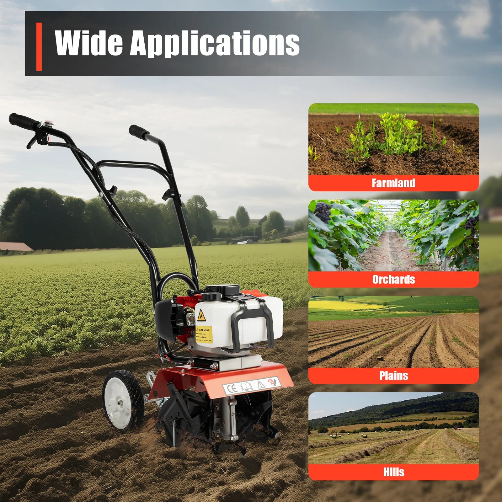 52CC 1700W Garden Gasoline Tiller Cultivator