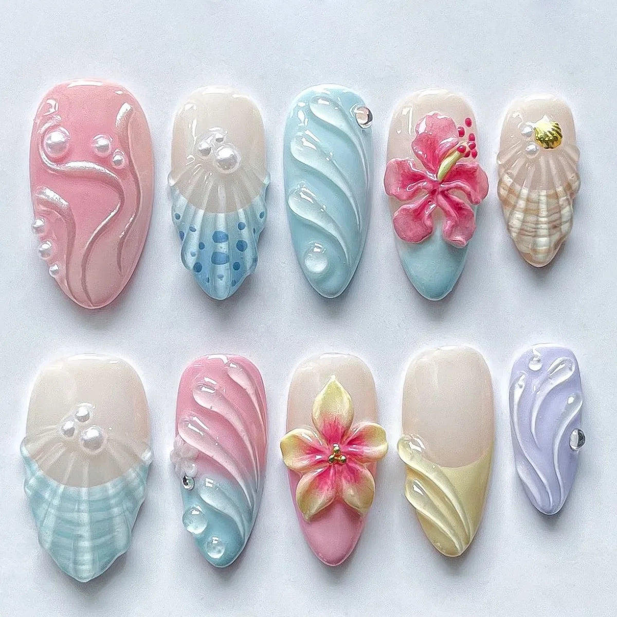 Press on Nails Strawberry Bow Design Nails