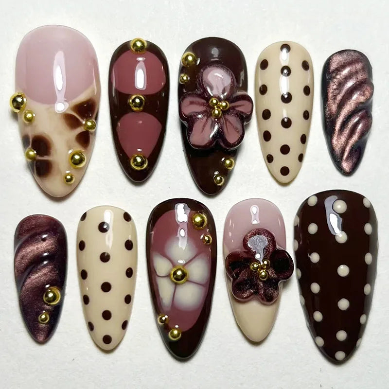 Press on Nails Strawberry Bow Design Nails