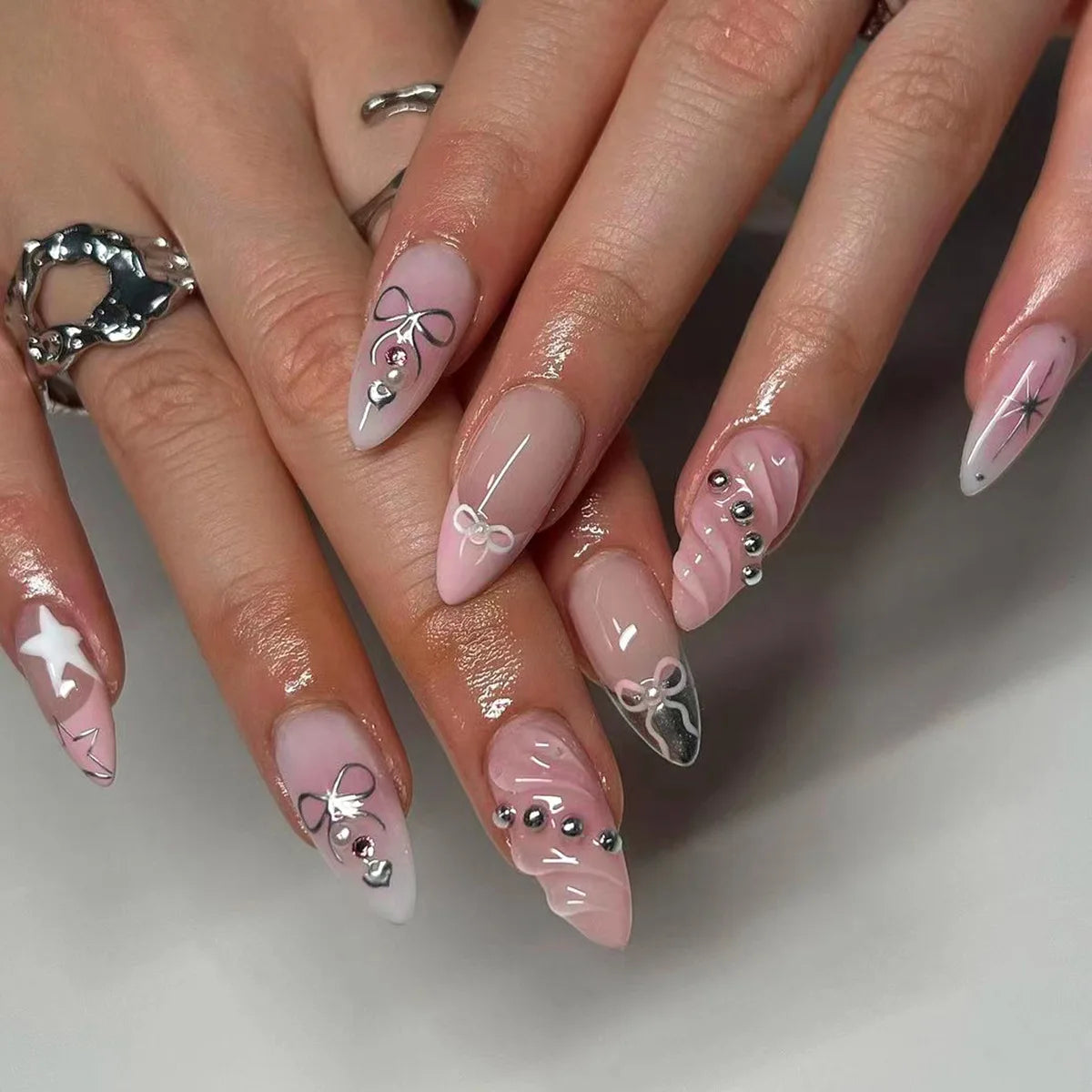 24Pcs 3D Fake Nails Press on