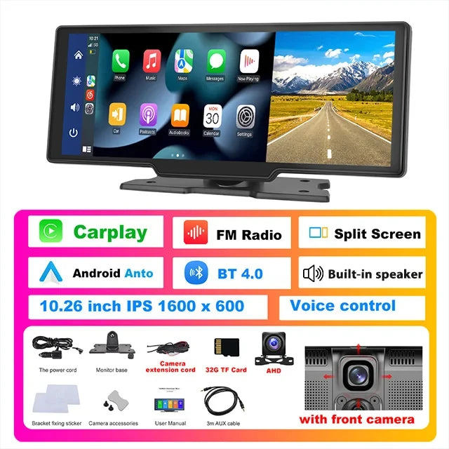 Dash Cam 4K Rearview Wireless GPS with Voice Control