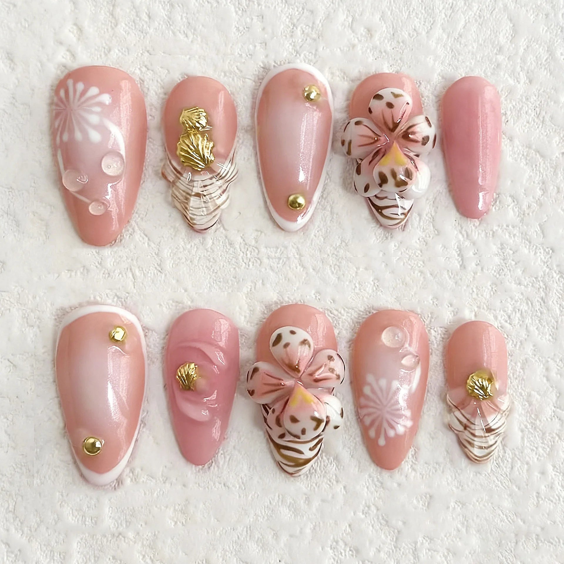 Press on Nails Strawberry Bow Design Nails