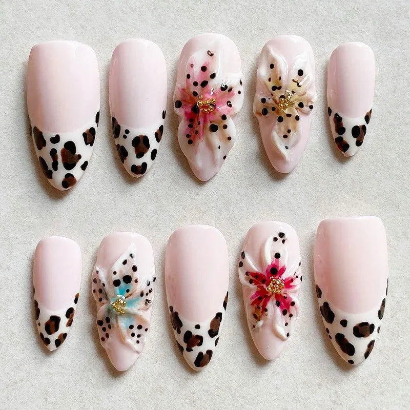 Press on Nails Strawberry Bow Design Nails