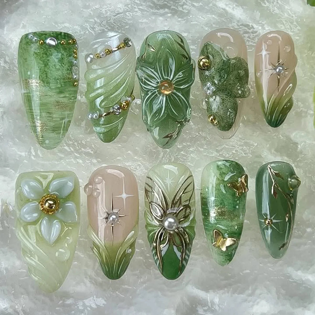 Press on Nails Strawberry Bow Design Nails